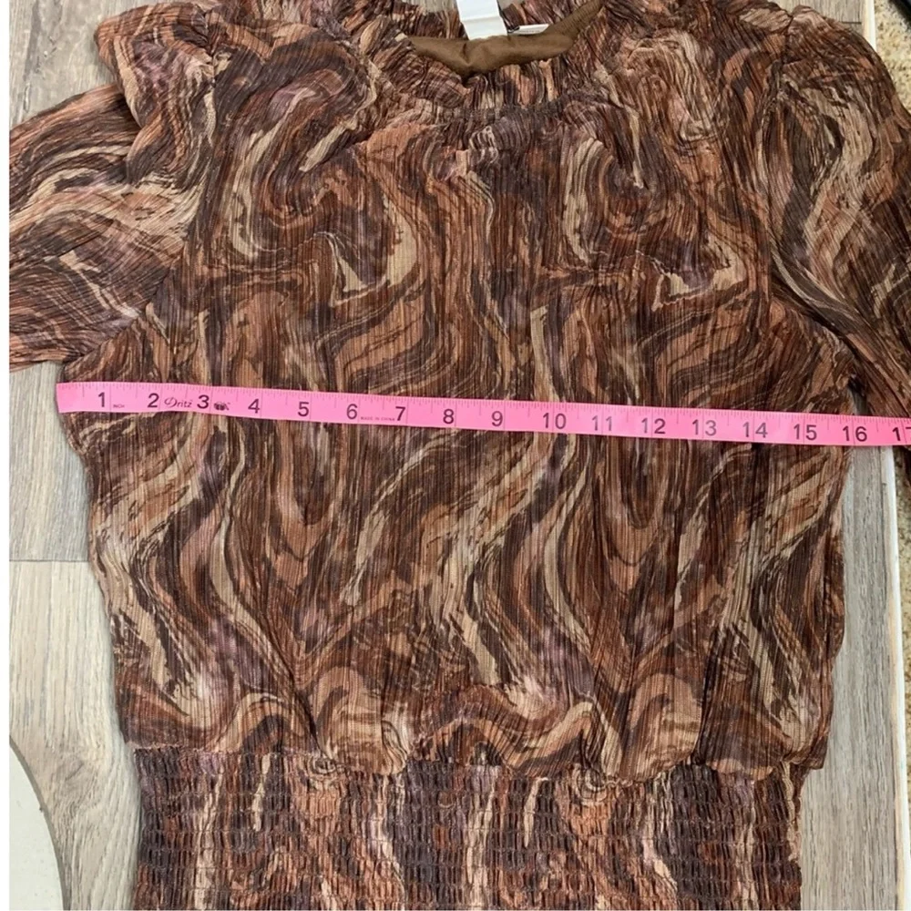 Joie Brocade paisley Smocked Waist long sleeve blouse - Picture 9 of 11
